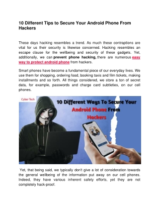 10 Different Tips To Secure Your Android Phone From Hackers