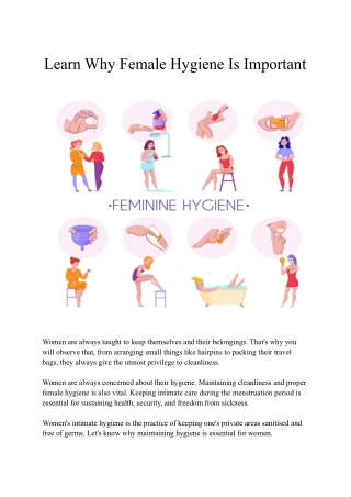 Learn Why Female Hygiene Is Important