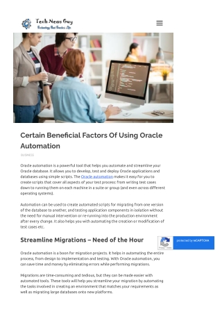 Certain Beneficial Factors Of Using Oracle Automation