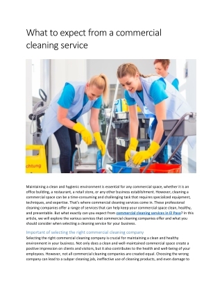What to expect from a commercial cleaning service