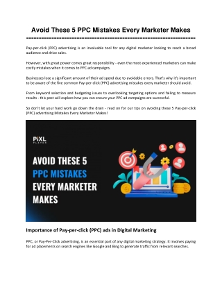 Avoid These 5 PPC Mistakes Every Marketer Makes