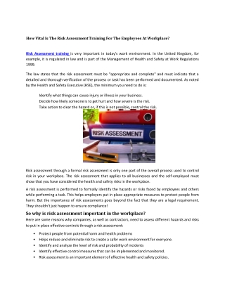 How-Vital-Is-The-Risk-Assessment-Training-For-The-Employees-At-Workplace