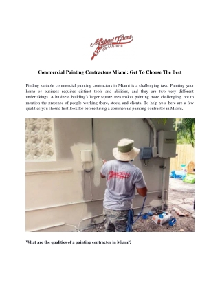 Commercial Painting Contractors Miami: Get To Choose The Best