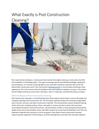 What Exactly is Post Construction Cleaning
