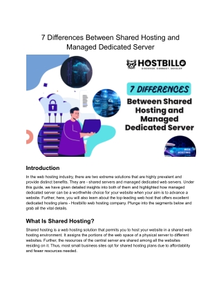 7 Differences Between Shared Hosting and Managed Dedicated Server