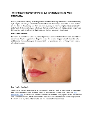 Know How to Remove Pimples