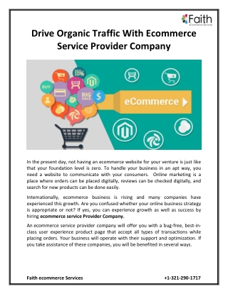 Drive Organic Traffic With Ecommerce Service Provider Company