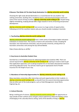 8 Reasons That Make UK The Ideal Study Destination For abertay university world