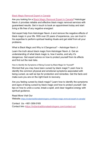 Black Magic Removal Expert in Canada