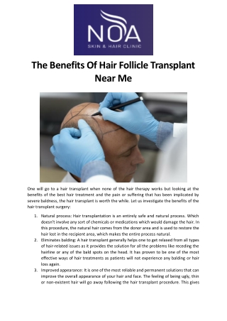 The benefits of hair follicle transplant near me