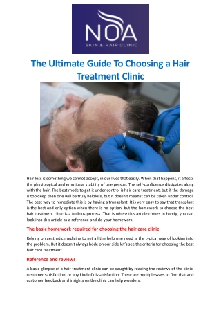 The ultimate guide to choosing a hair treatment clinic