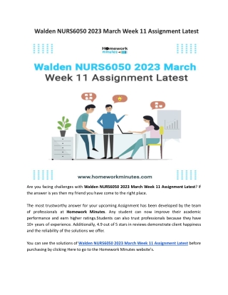 Walden NURS6050 2023 March Week 11 Assignment Latest