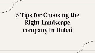 5 Tips for Choosing the Right Landscape company In Dubai