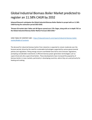 Global Industrial Biomass Boiler Market Forecast 2023-2032