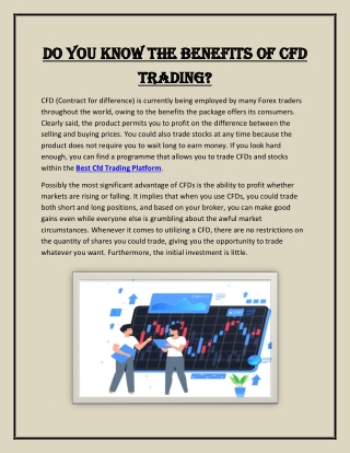 Do You Know the Benefits of CFD Trading