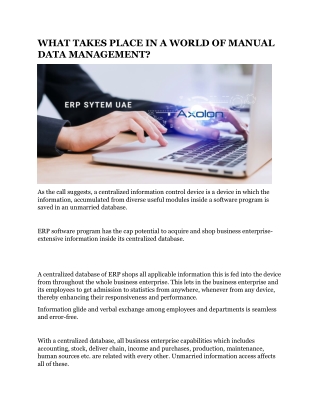 WHAT TAKES PLACE IN A WORLD OF MANUAL DATA MANAGEMENT