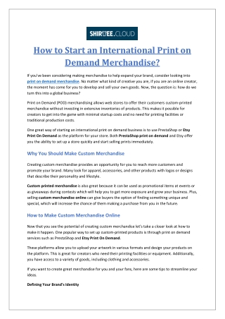 How to Start an International Print on Demand Merchandise
