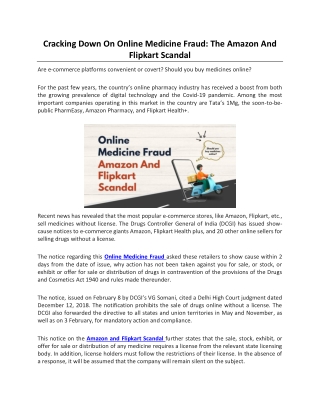 Cracking Down On Online Medicine Fraud.