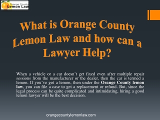 What is Orange County Lemon Law and how