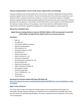 Polyurea Coatings Market