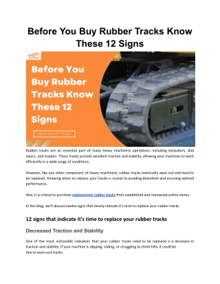 Before You Buy Rubber Tracks Know These 12 Signs