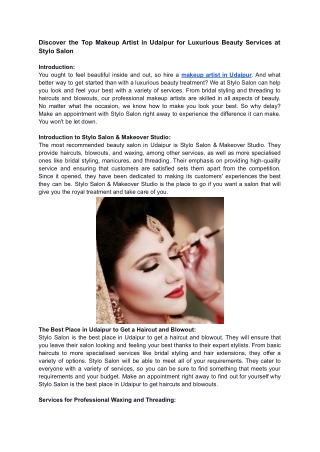 makeup artist in Udaipur pdf