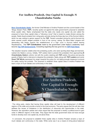 For Andhra Pradesh, One Capital Is Enough_ N Chandrababu Naidu
