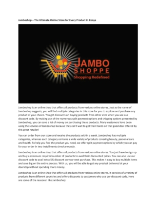 Jamboshop - Kenya's Leading Online Fashion Store