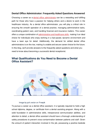 Dental Office Administrator - Frequently Asked Questions Answered