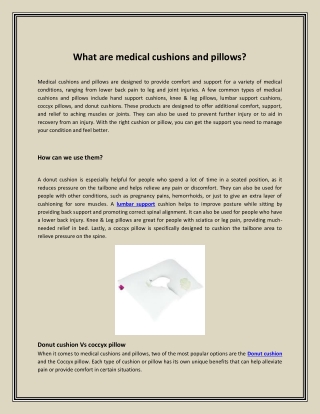 What are medical cushions and pillows