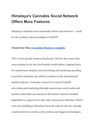 Himalaya’s Cannabis Social Network Offers More Features