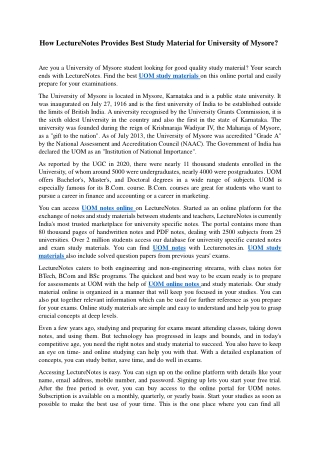How Lecturenotes provides best Study Material for university of Mysore