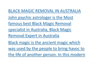 Most famous best Black Magic Removal specialist in Australia