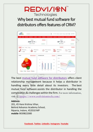 Why best mutual fund software for distributors offers features of CRM