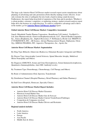 Anterior Horn Cell Disease Market