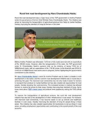 Rural link road development by Nara Chandrababu Naidu.