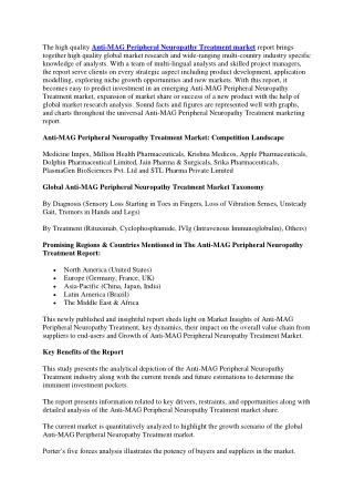 Anti-MAG Peripheral Neuropathy Treatment Market