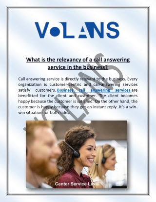 What is the relevancy of a call answering service in the business?