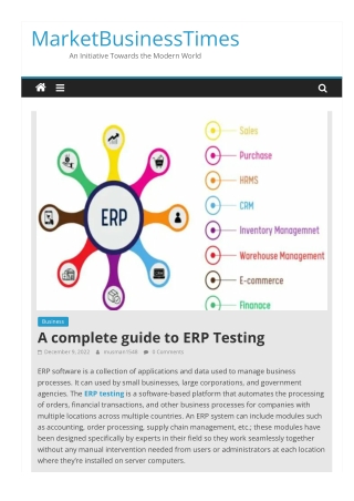 A complete guide to ERP Testing