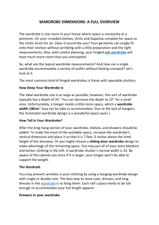 WARDROBE DIMENSIONS: A FULL OVERVIEW