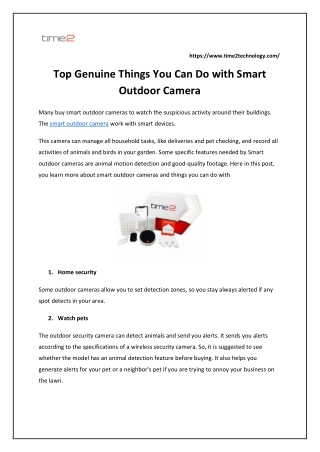 Top Genuine Things You Can Do with Smart Outdoor Camera