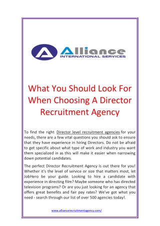 What You Should Look For When Choosing A Director Recruitment Agency