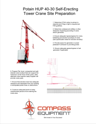 Potain Self Erecting Tower Crane HUP-40-30-Site preparation.