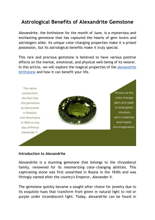 Astrological Effects of Alexandrite Stone