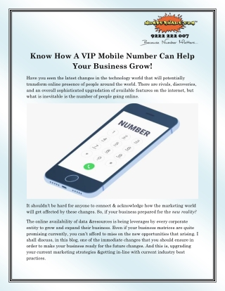 VIP Mobile Numbers