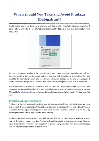 When Should You Take and Avoid Pradaxa (Dabigatran).docx