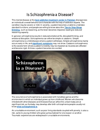 Is Schizophrenia a Disease