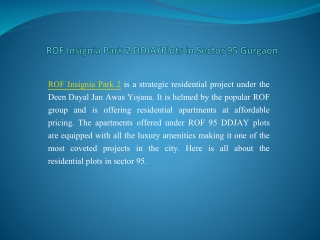 ROF Insignia Park 2 DDJAY Plots in Sector 95 Gurgaaon