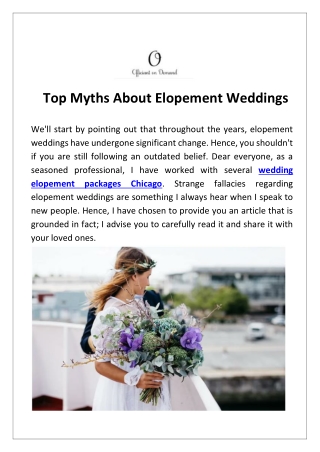 Get The Wedding Elopement Packages In Chicago