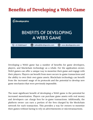 Advantages Of Game Development With Web3